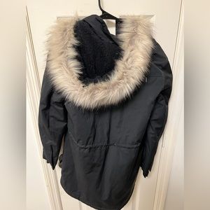 SOLD Banana Republic Black Jacket with Faux Fur Hood - Women’s Size Medium
